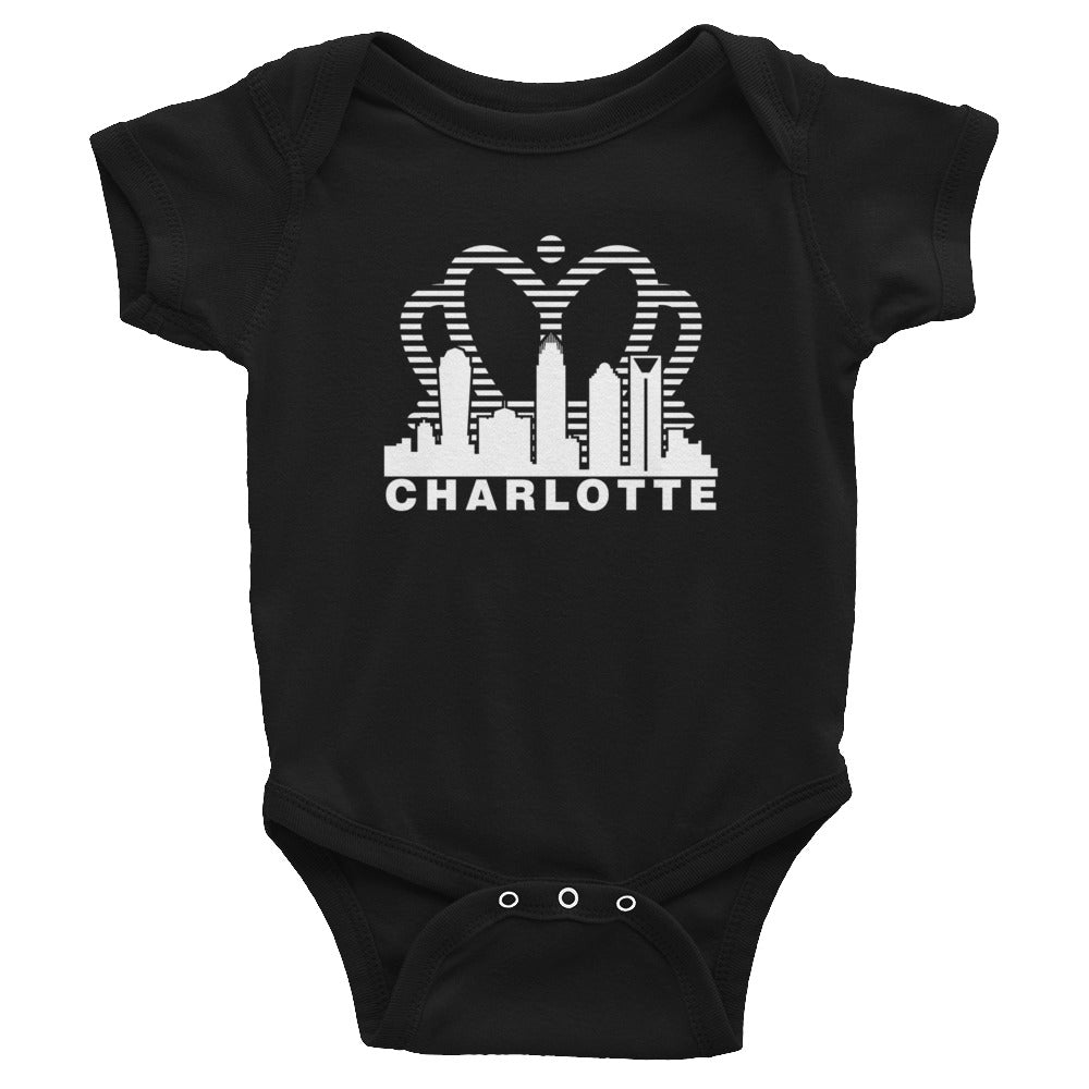 Charlotte Skyline with Crown Sunrise Fade with text - Infant